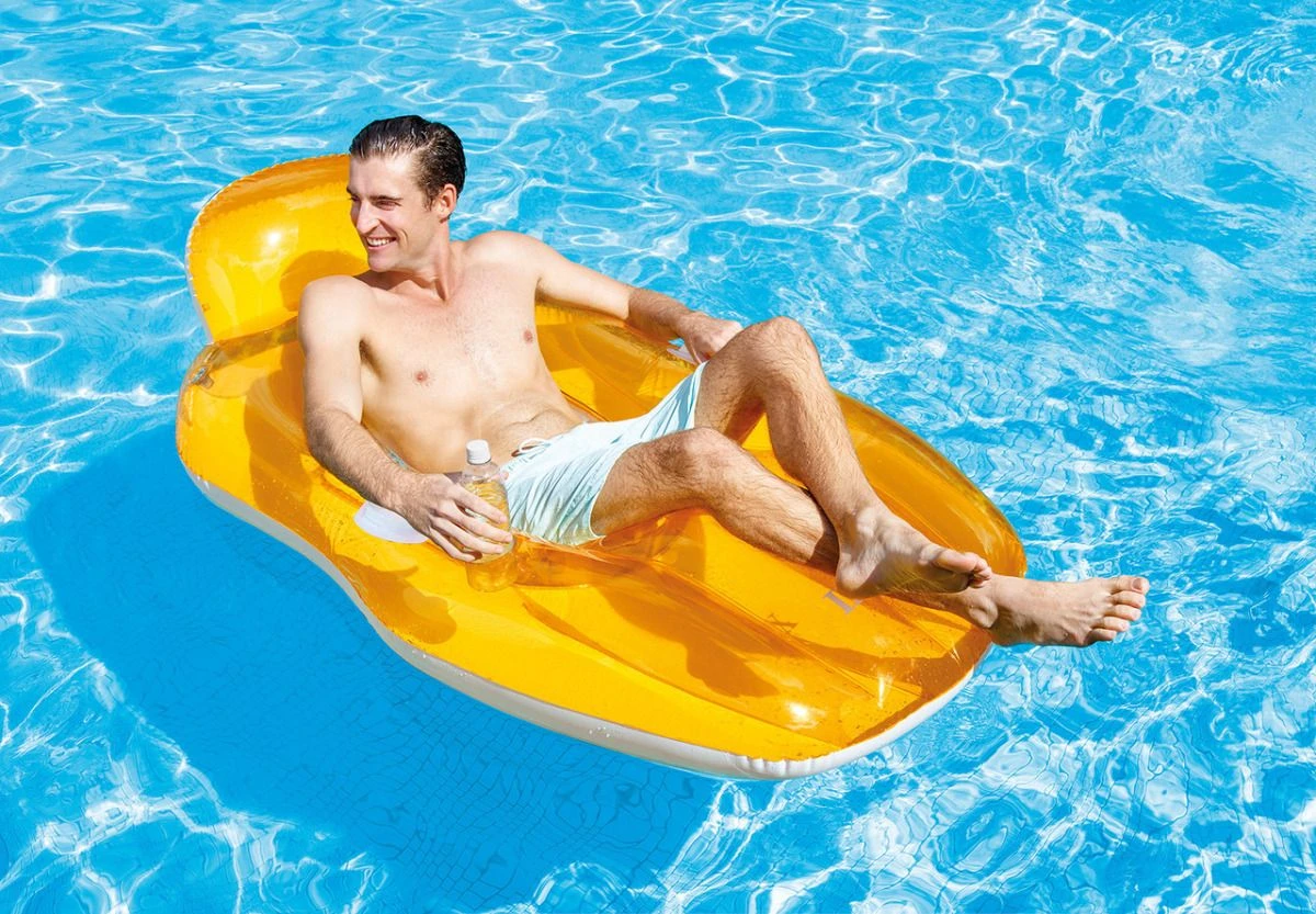 Intex Pool Float | Inflatable Chill’N Float Lounger - Orange (64" X 41") 2 Intex Pool Float | Inflatable Chill’N Float Lounger - Orange (64" X 41") - Image 2