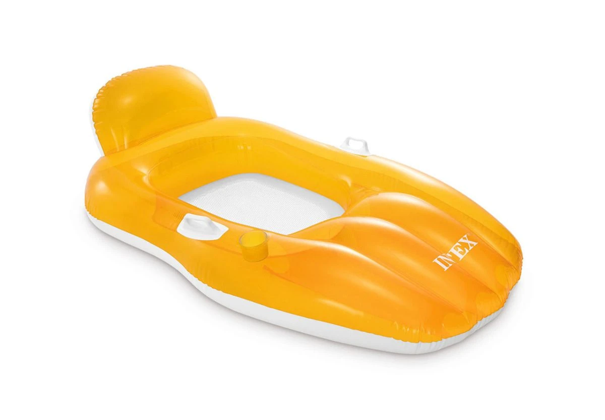 Intex Pool Float | Inflatable Chill’N Float Lounger - Orange (64" X 41") 1 Intex Pool Float | Inflatable Chill’N Float Lounger - Orange (64" X 41")