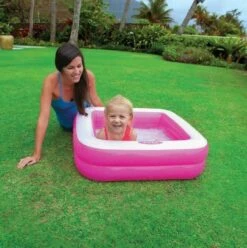 Intex Inflatable Play Box Pool - Pink (1 - 3 Years) 5 Intex Inflatable Play Box Pool - Pink (1 - 3 Years) -Swimming Pool Supplies 57100npp inflatable play box pool pink 2