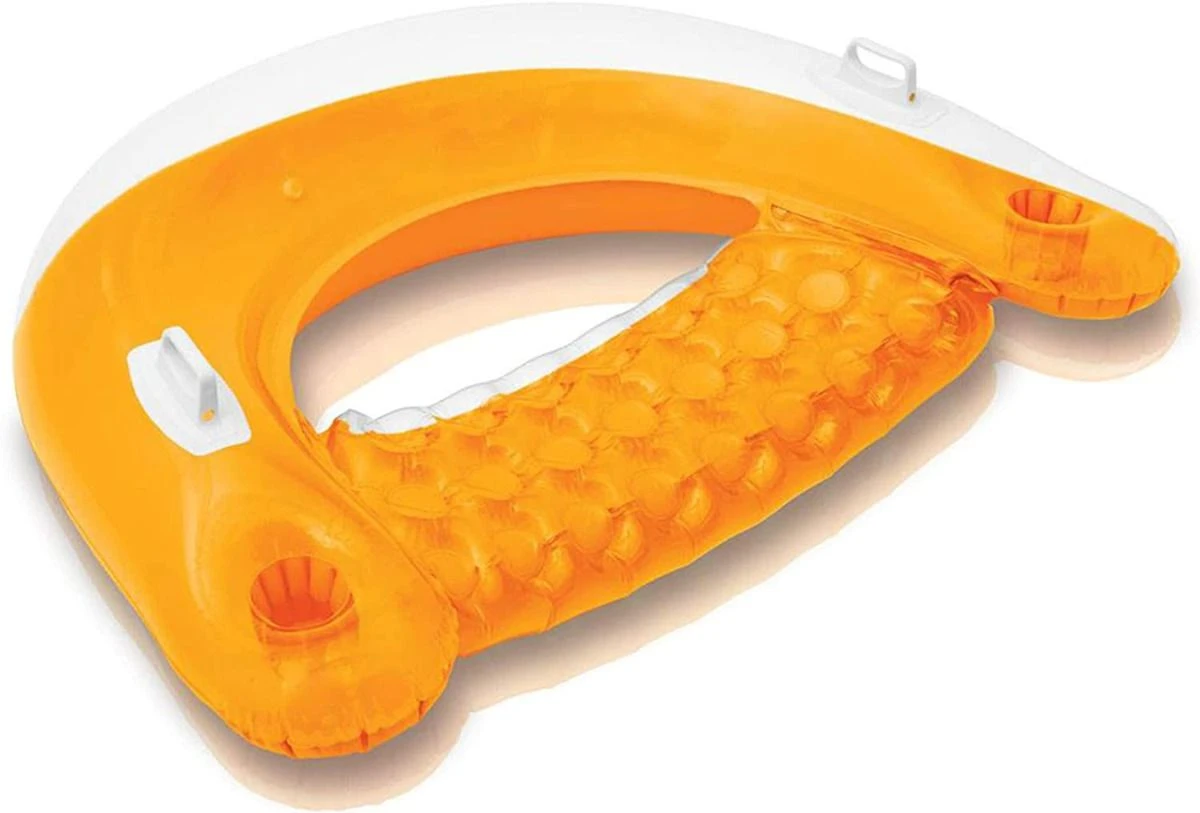 Intex Inflatable Pool Lounger | Sit' N Float - Orange (58" X 39") 1 Intex Inflatable Pool Lounger | Sit' N Float - Orange (58" X 39")
