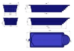 Fibreglass Pool Manhattan 27'6" X 10'6" Complete Kit (Metallic Finish) -Swimming Pool Supplies 7012292m manhattan fibreglass pool dimension drawings