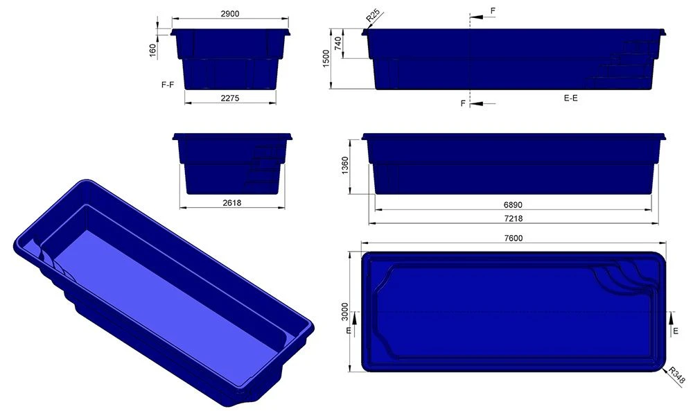 Fibreglass Pool Montecito 24'11" X 10' Complete Kit (Pastel Colour) 4 Fibreglass Pool Montecito 24'11" X 10' Complete Kit (Pastel Colour) - Image 4