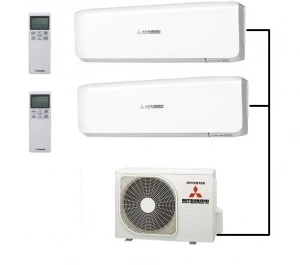 Mitsubishi SCM40ZS-W Outdoor Unit - 2 Indoor Wall Units 1 Mitsubishi SCM40ZS-W Outdoor Unit - 2 Indoor Wall Units