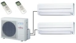Fujitsu AOYG14KBTA2 Outdoor Unit - 2 Indoor Wall Units