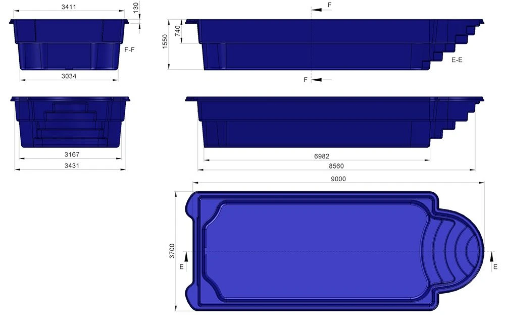 Fibreglass Pool Korsyka 29'6" X 12'2" Complete Kit (Metallic Finish) 4 Fibreglass Pool Korsyka 29'6" X 12'2" Complete Kit (Metallic Finish) - Image 4