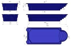 Fibreglass Pool Korsyka 29'6" X 12'2" Complete Kit (Pastel Colour) -Swimming Pool Supplies korsykap fibreglass pool dimension drawings